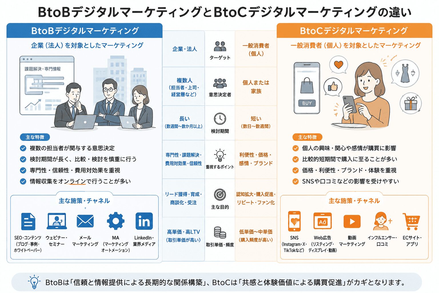 BtoBデジタルマーケティングとBtoCデジタルマーケティングの違い
